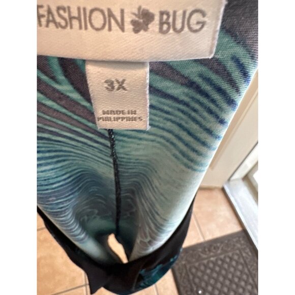 Fashion Bug Women V-Neck Blue/Black Pull On Top Size 3X SKU C3023 - Picture 5 of 7